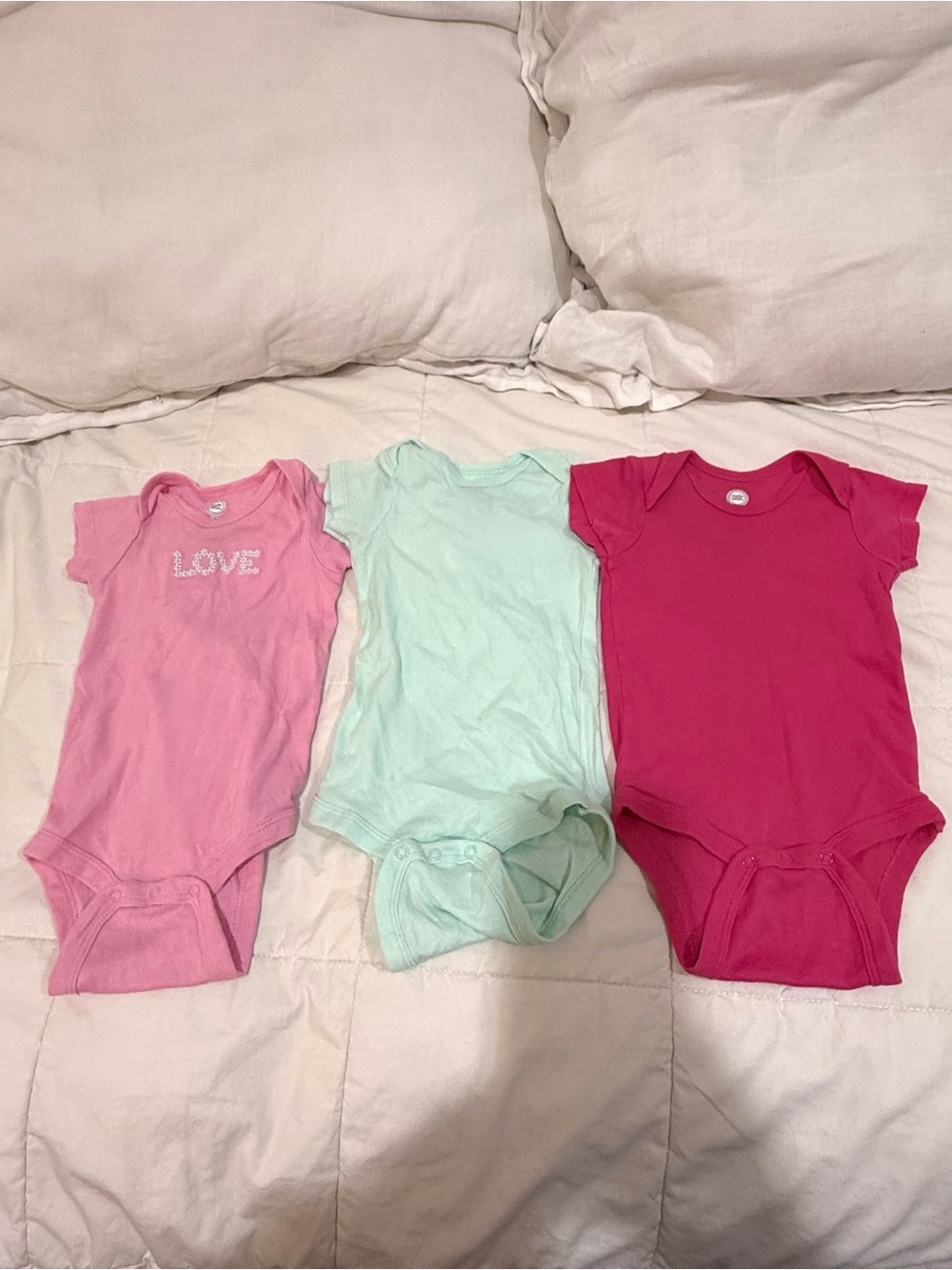 wonder nation Baby Girls One-Piece Bodysuits - Light Pink, Mint, Raspberry